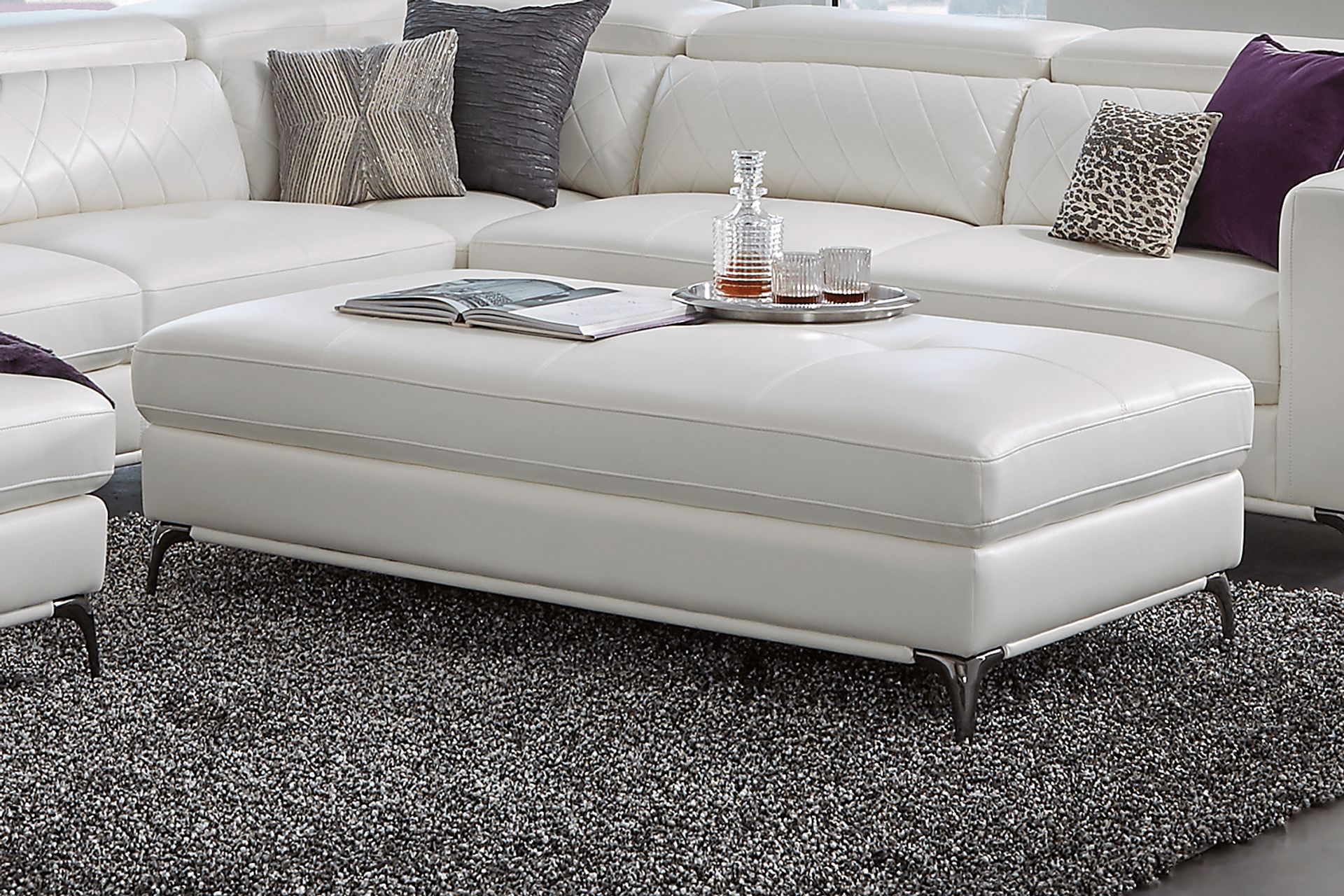Via Sorrento White Storage Ottoman - Image 4