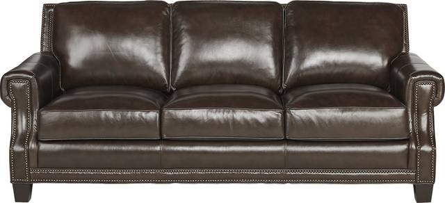 Vicenza Chocolate Leather Sofa - Thumbnail - Image 1
