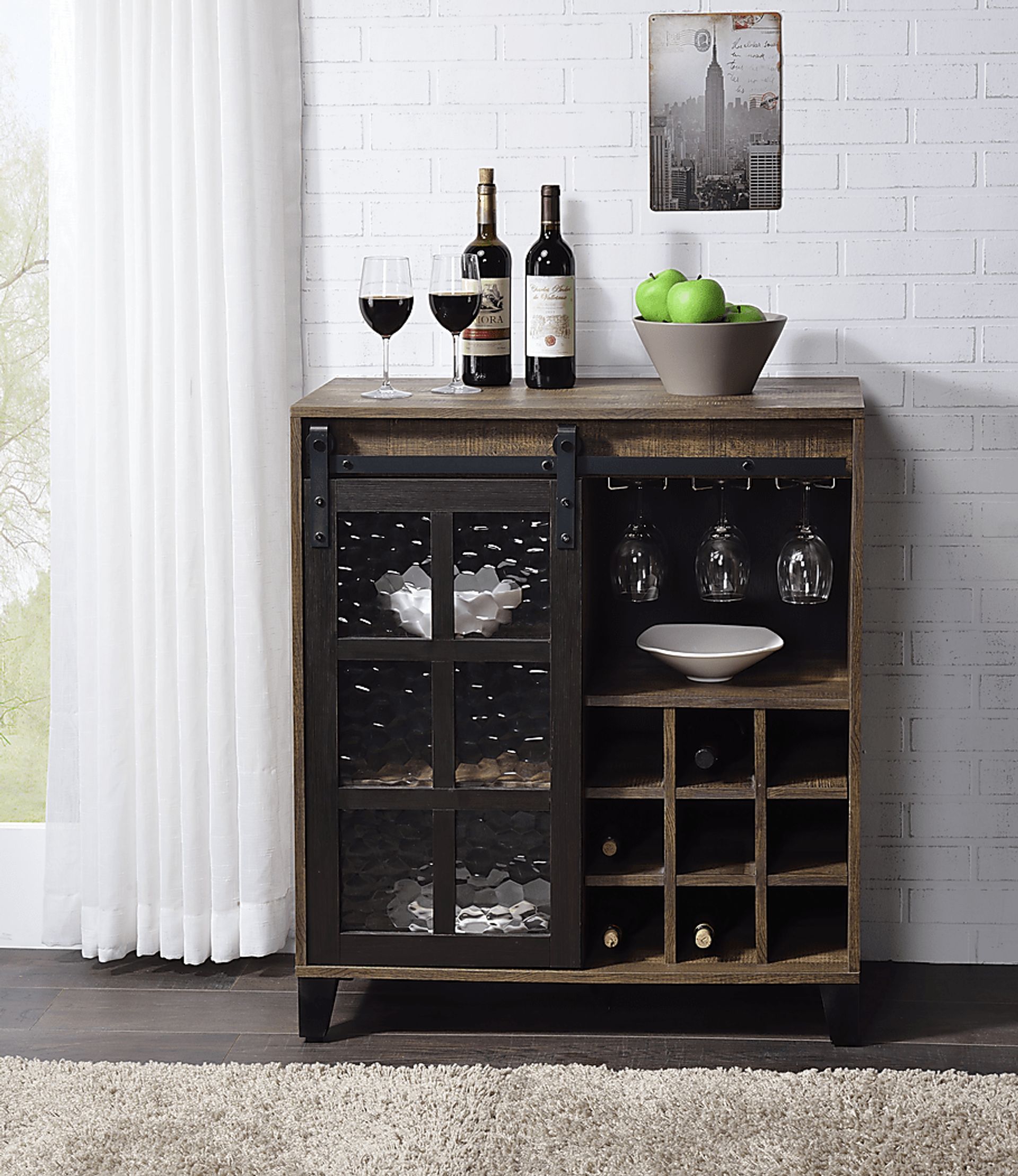 Vichenci Brown Wine Cabinet - Image 5