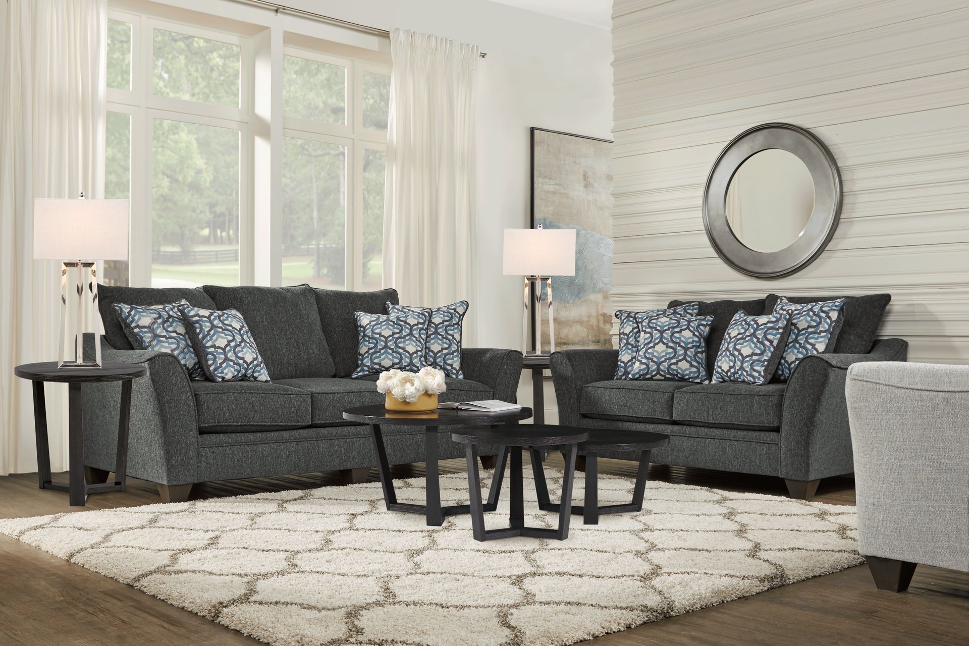 Victoria Park Gunmetal 7 Pc Living Room - Image 1