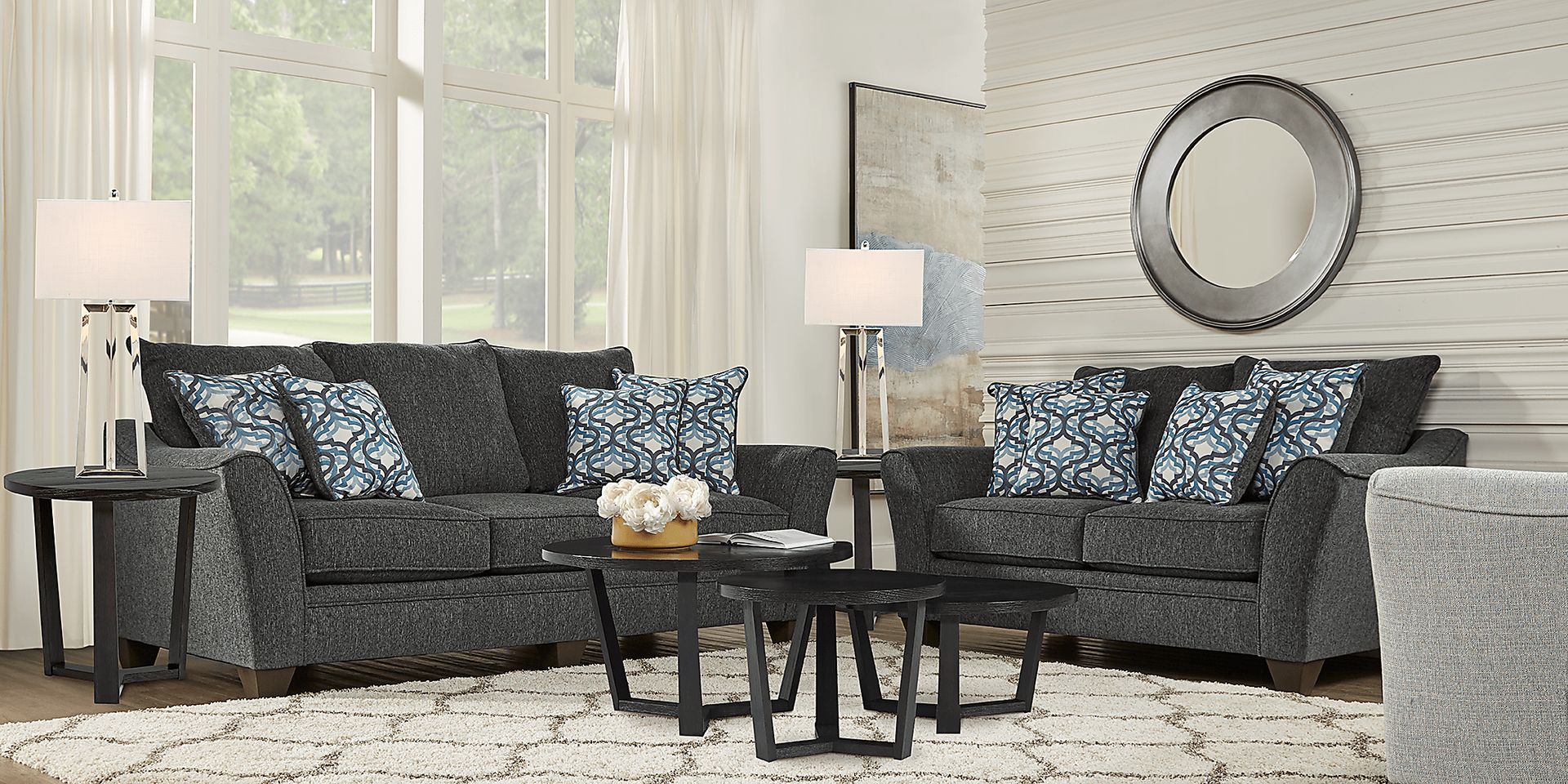 Victoria Park Gunmetal 9 Pc Living Room - Image 1