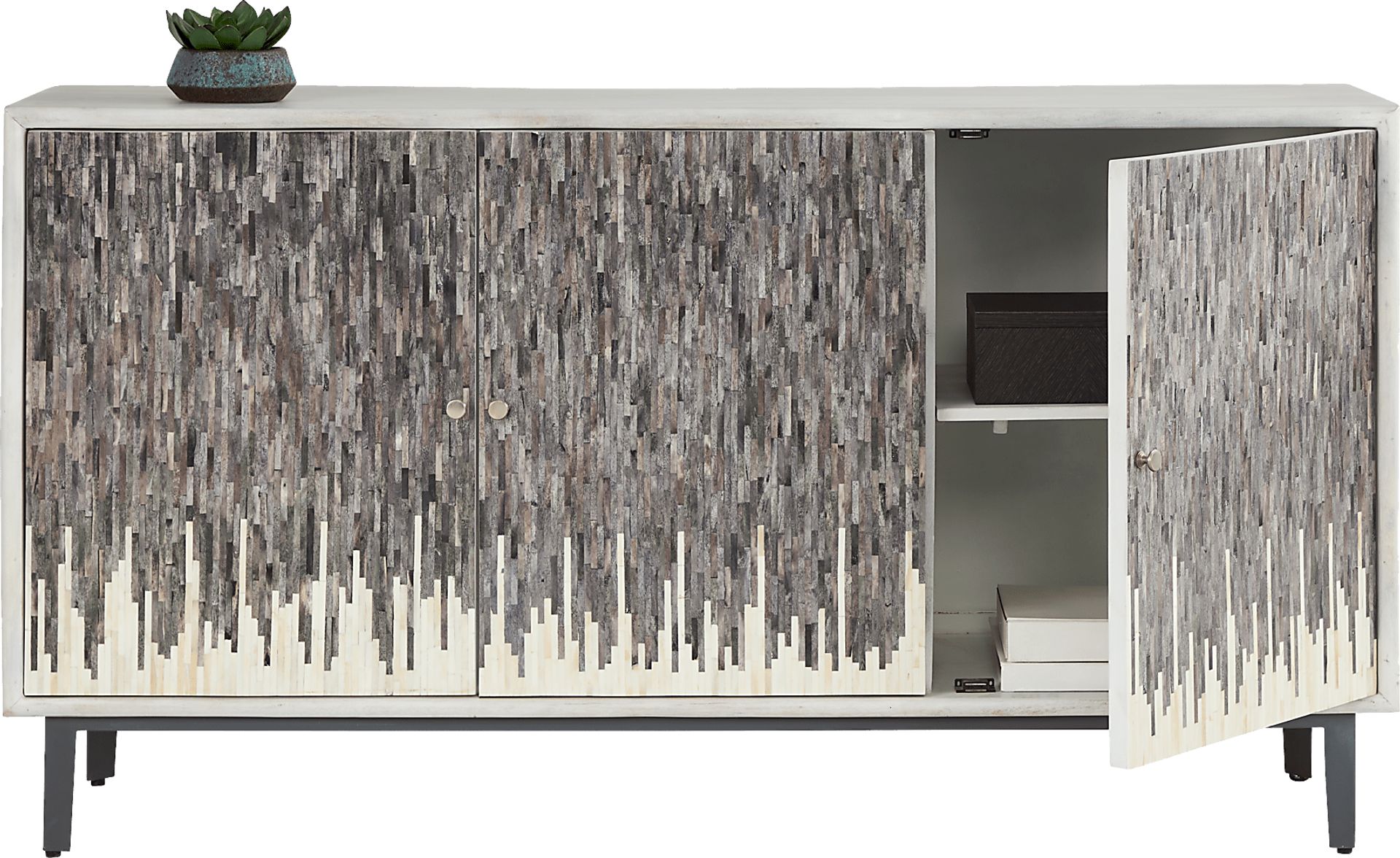 Vidal White 3 Door Credenza - Image 2
