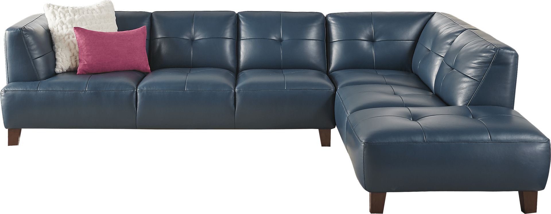 Villa Capri Blue 2 Pc Leather Sectional - Image 1