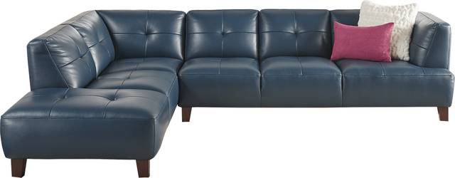 Villa Capri Blue 2 Pc Leather Sectional - Thumbnail - Image 1