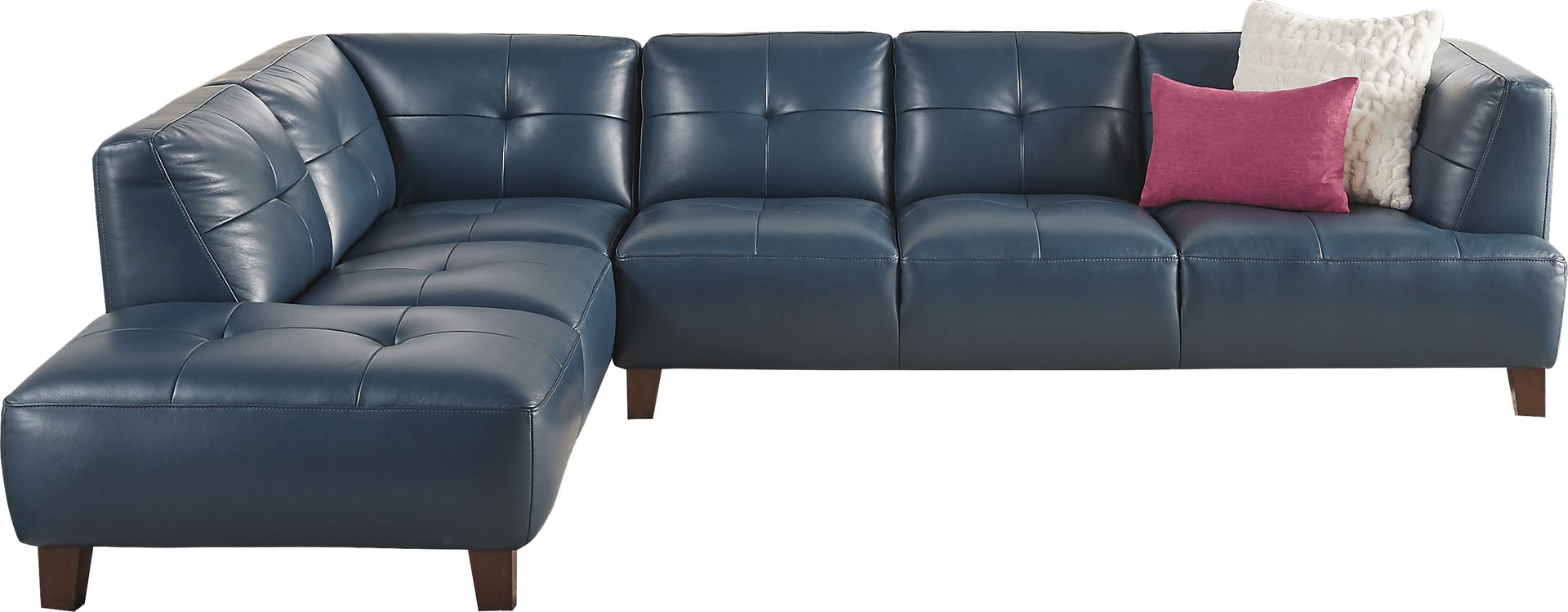 Villa Capri Blue 2 Pc Leather Sectional - Image 1