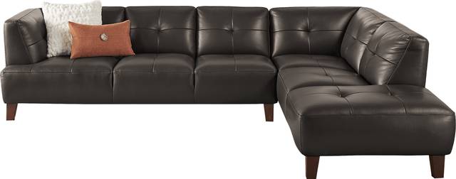 Villa Capri Brown 2 Pc Leather Sectional - Thumbnail - Image 1