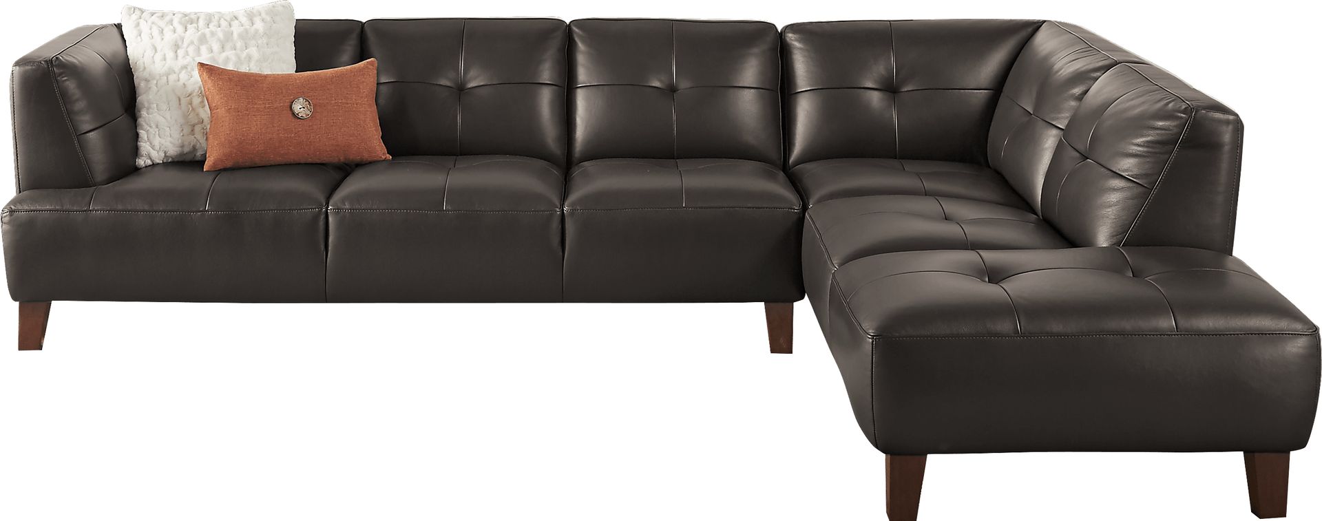 Villa Capri Brown 2 Pc Leather Sectional - Image 1