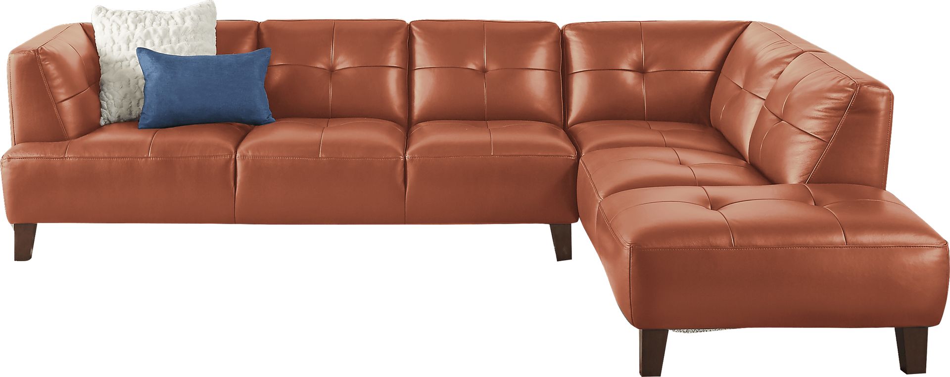 Villa Capri Orange 2 Pc Leather Sectional - Image 1