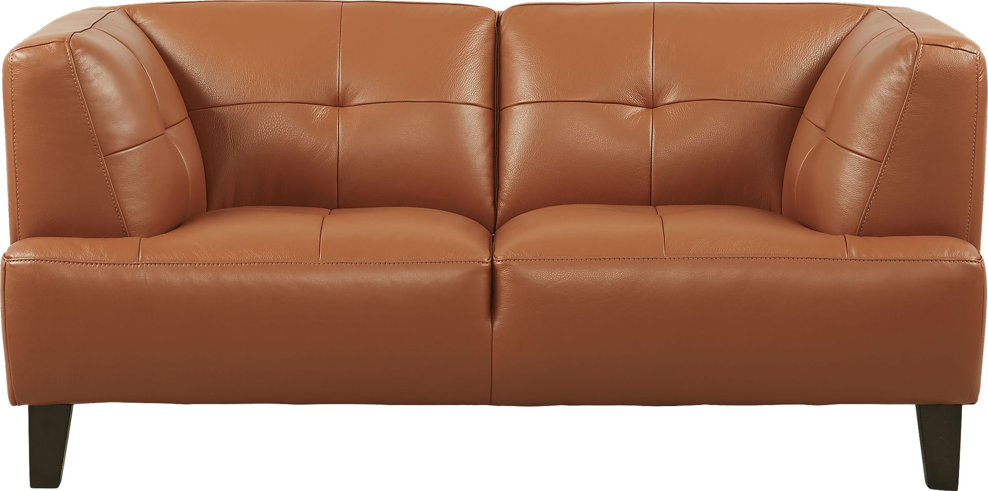 Villa Capri Orange Leather Loveseat - Image 1