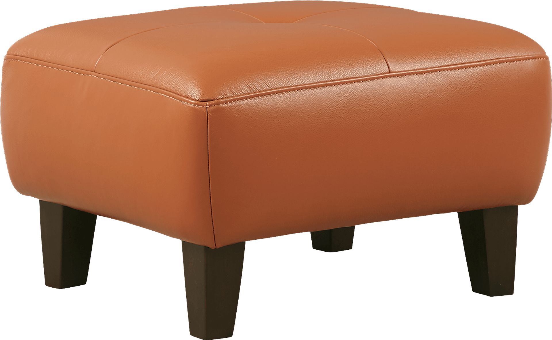 Villa Capri Orange Leather Ottoman - Image 1