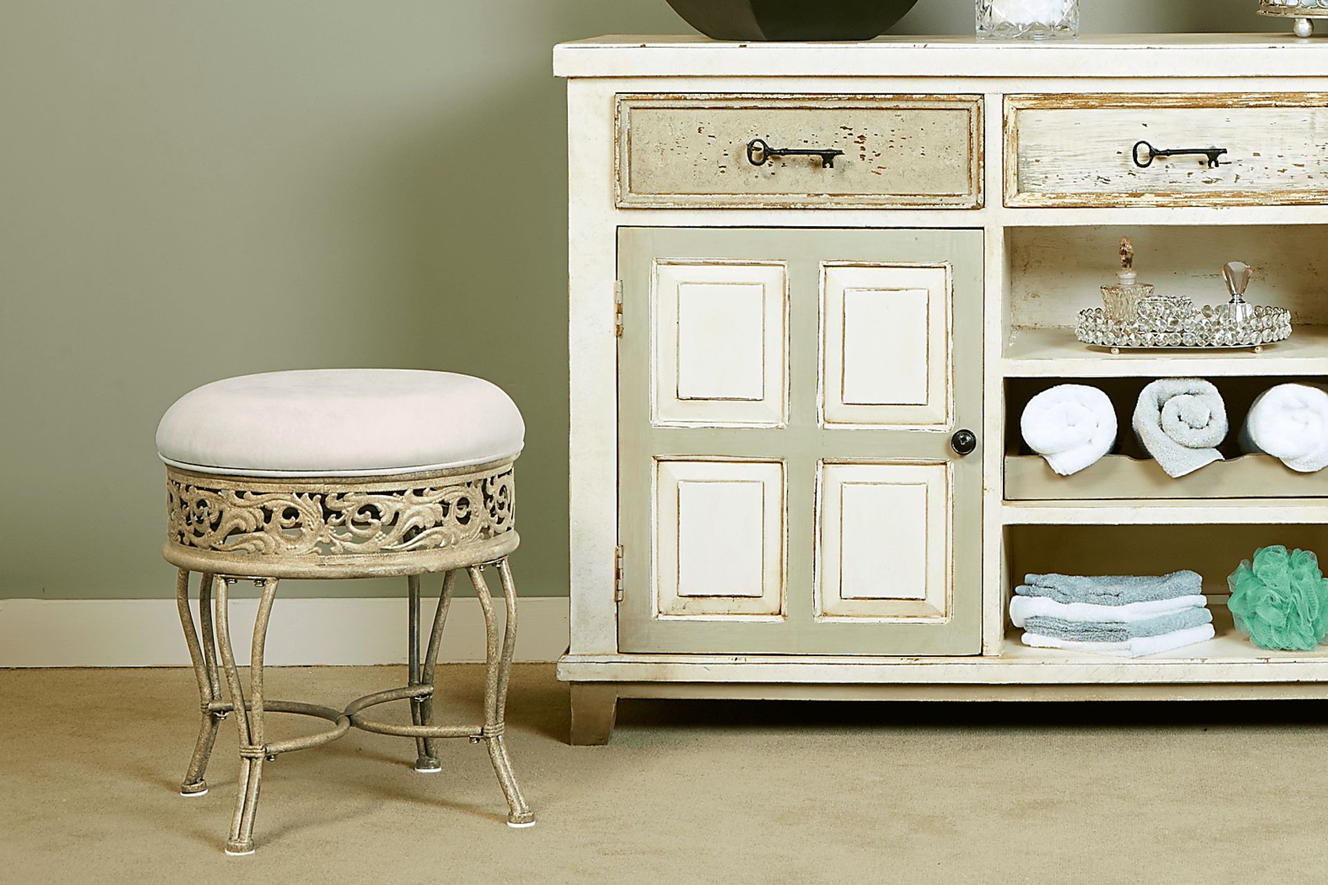 Villa III Beige Vanity Stool - Image 5