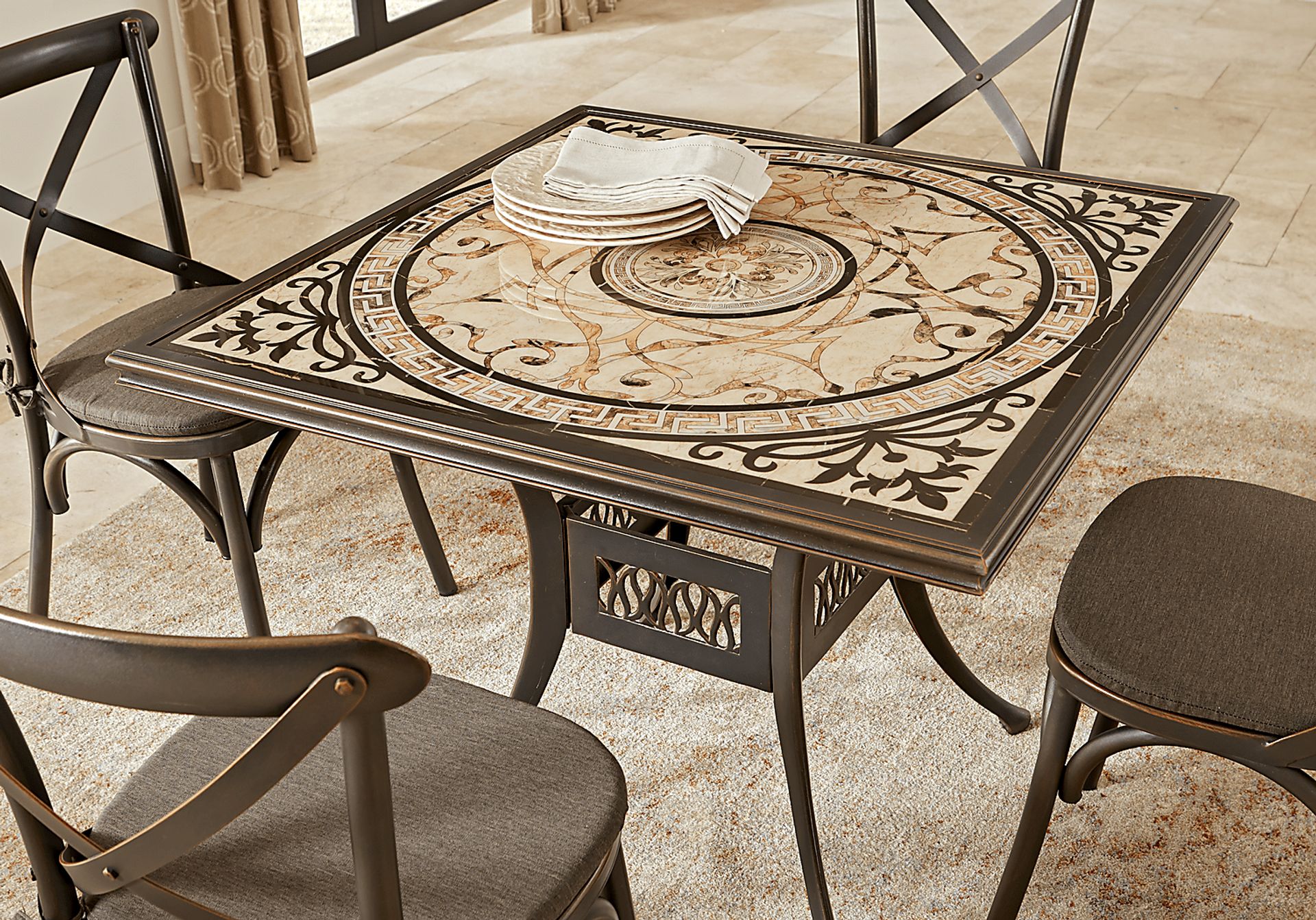 Villa Park Bronze Outdoor Square Dining Table - Image 2
