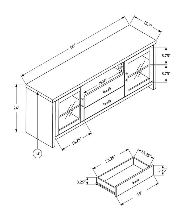 Villard Cappuccino 2 Drawer 60 in. Console - Thumbnail - Image 2