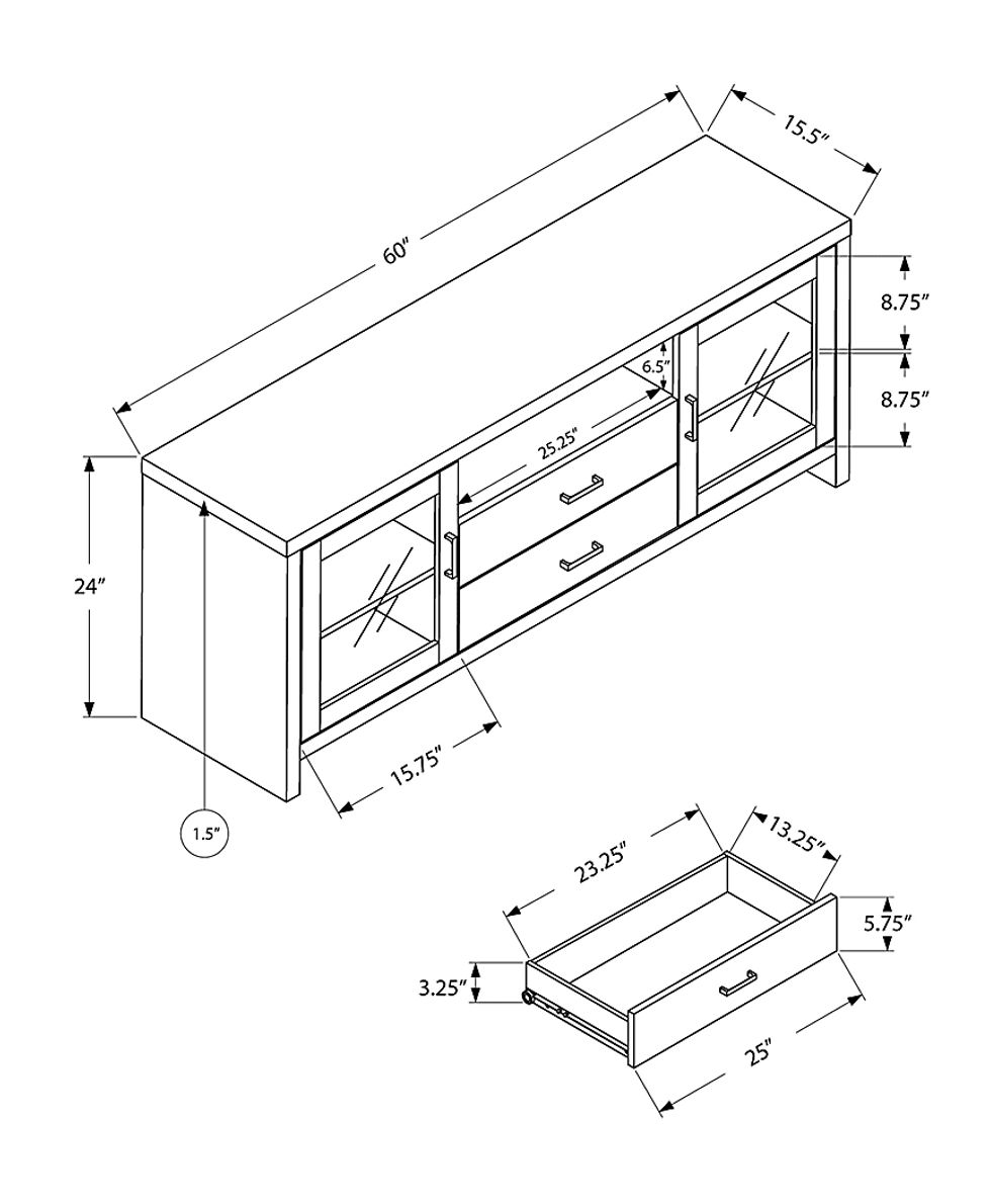 Villard Taupe 2 Drawer 60 in. Console Rooms To Go