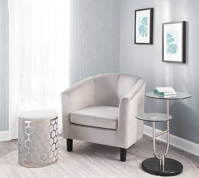 Vinesville Silver Ottoman - Thumbnail - Image 4