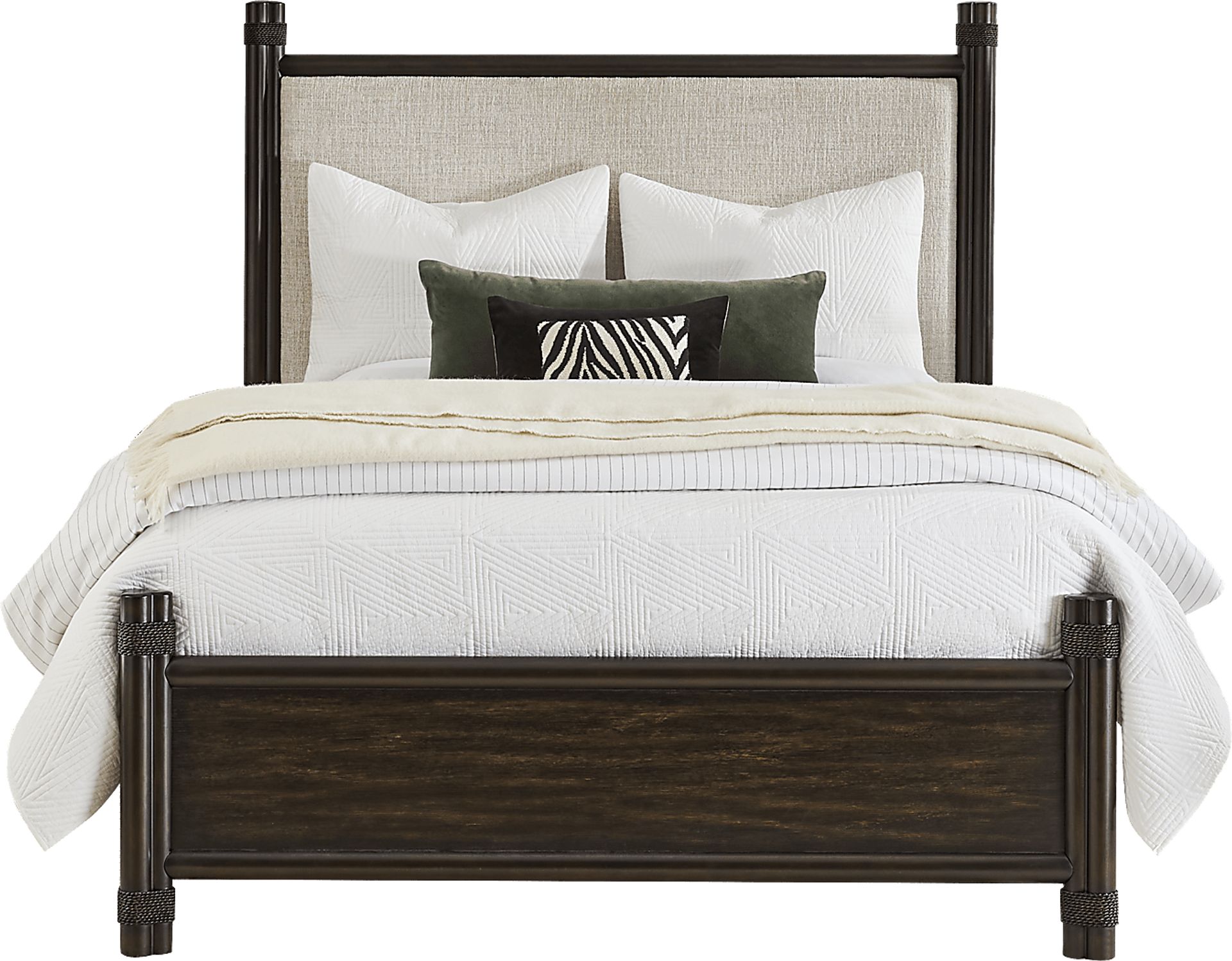 Vineyard Estates Brown 3 Pc Queen Upholstered Bed - Image 1