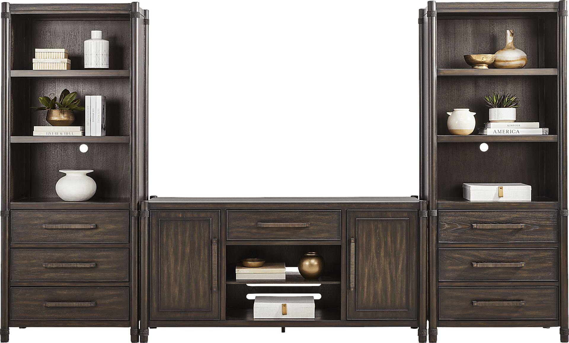 Vineyard Estates Brown 3 Pc Wall Unit with 66 in. Console - Image 2