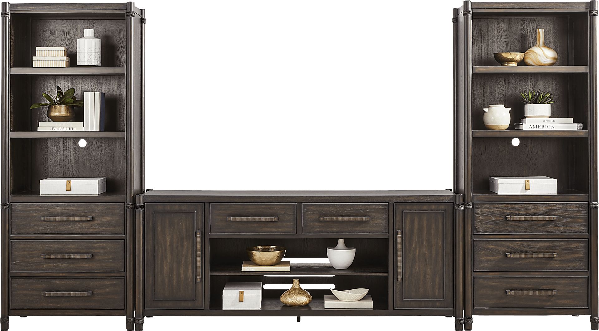 Vineyard Estates Brown 3 Pc Wall Unit with 78 in. Console - Image 2