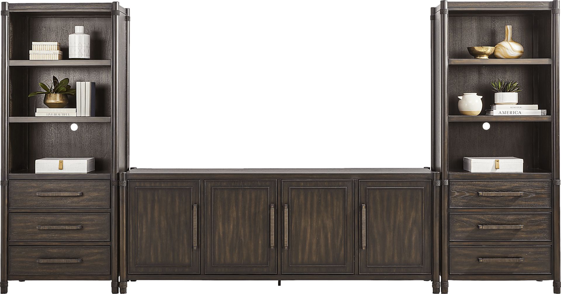 Vineyard Estates Brown 3 Pc Wall Unit with 86 in. Console - Image 2