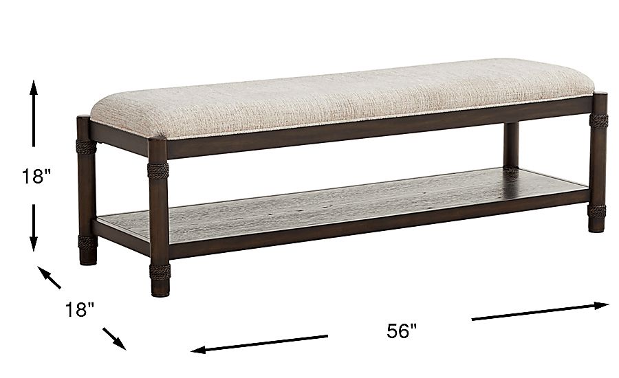 Vineyard Estates Brown Upholstered Bench - Thumbnail 3