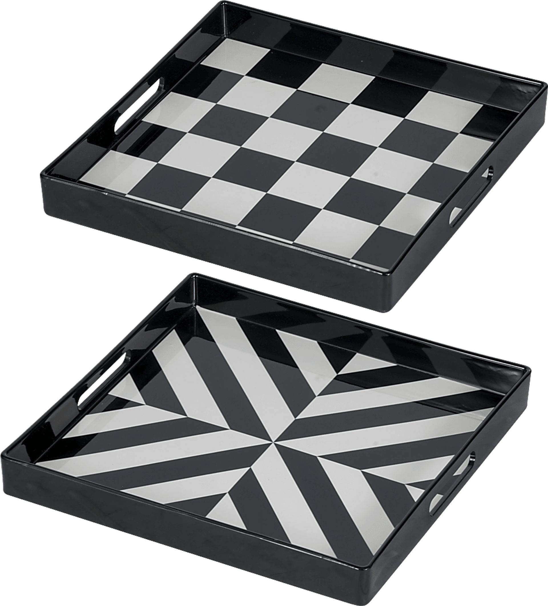 Vinlun Black/White Tray, Set of 2 - Image 1