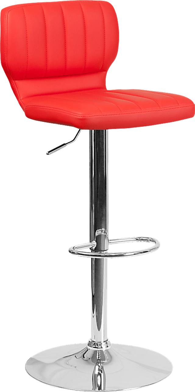 Vinnie Red Adjustable Swivel Barstool - Thumbnail - Image 1