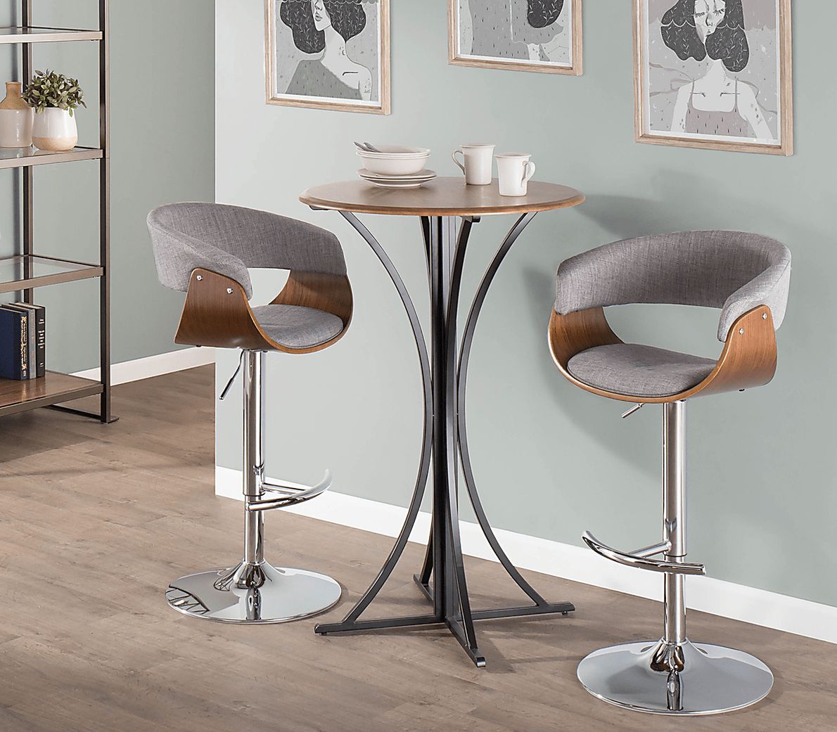 Vintage Mod Gray Adjustable Barstool