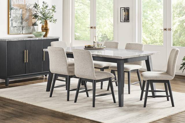 Viola Black 5 Pc Marble Top Dining Room - Thumbnail - Image 1