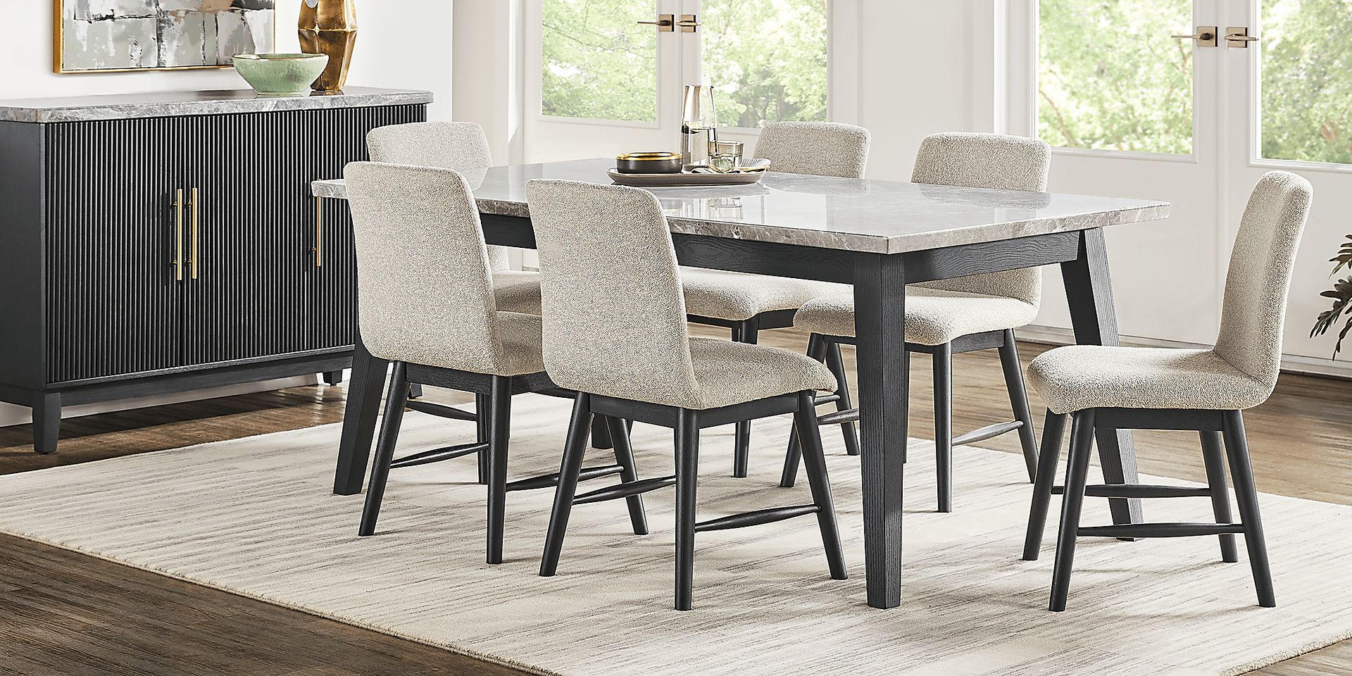 Viola Black Marble Top Dining Table - Image 2