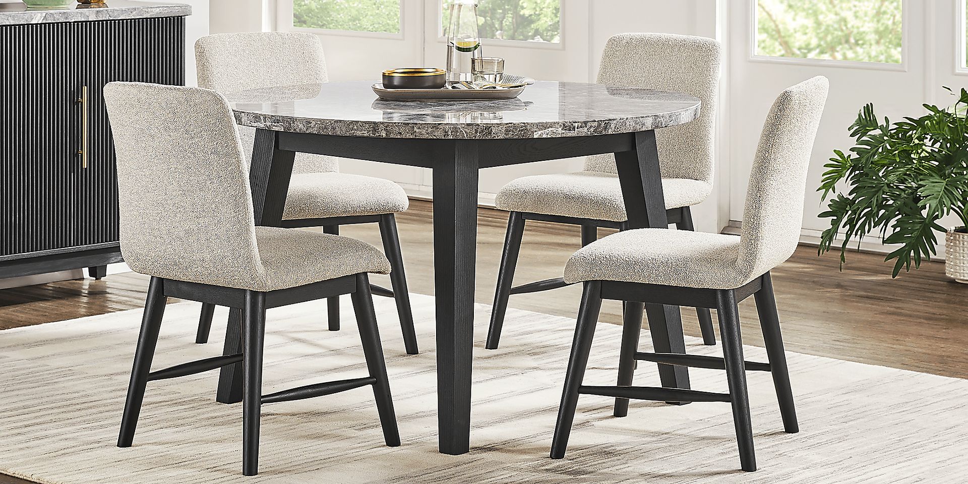 Viola Black Round Marble Top Dining Table - Image 2