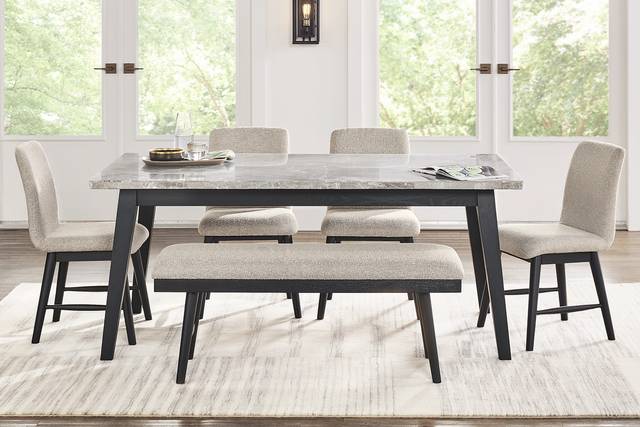 Viola Black 6 Pc Marble Top Dining Room - Thumbnail - Image 1