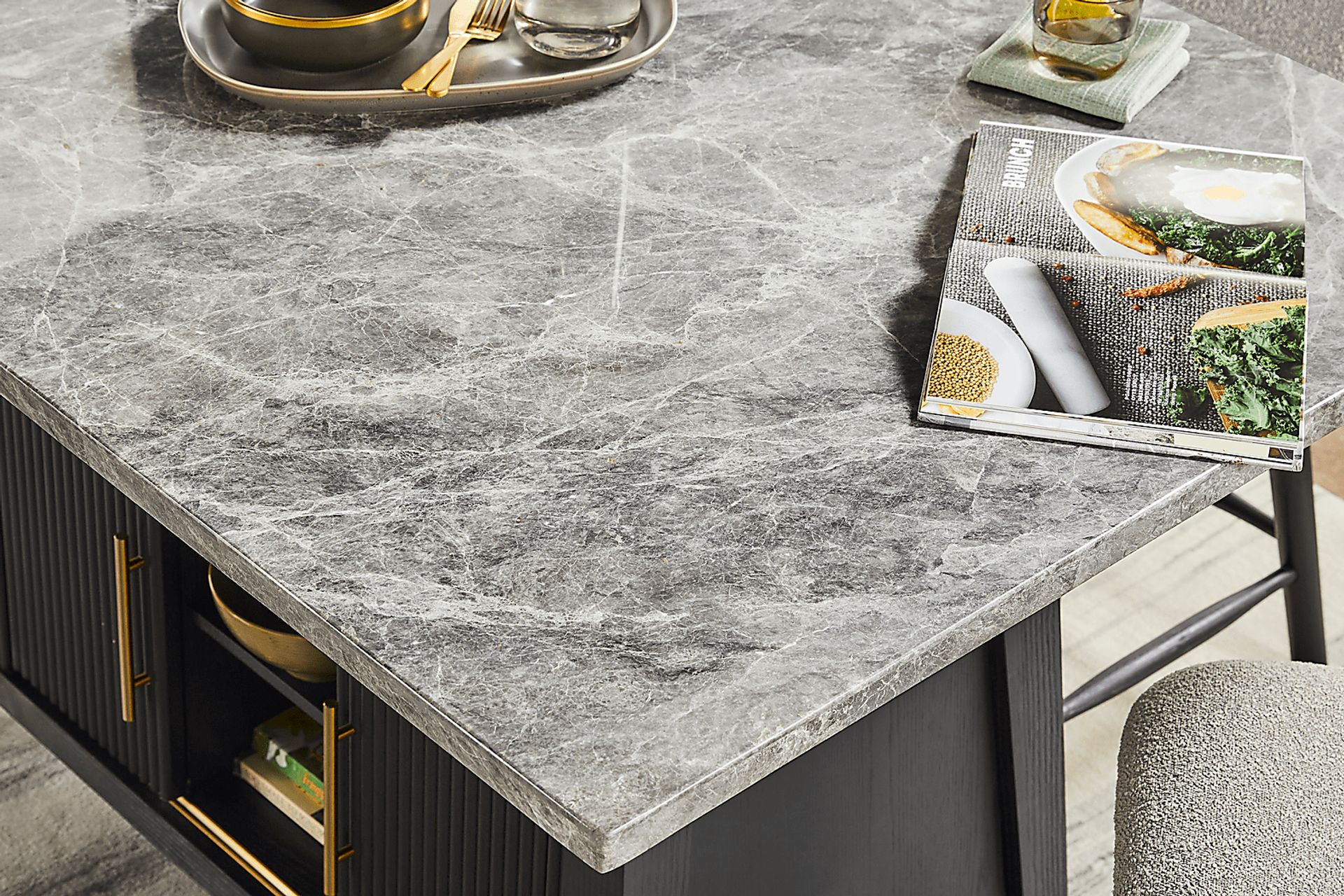 Viola Black Counter Height Marble Top Table - Image 3