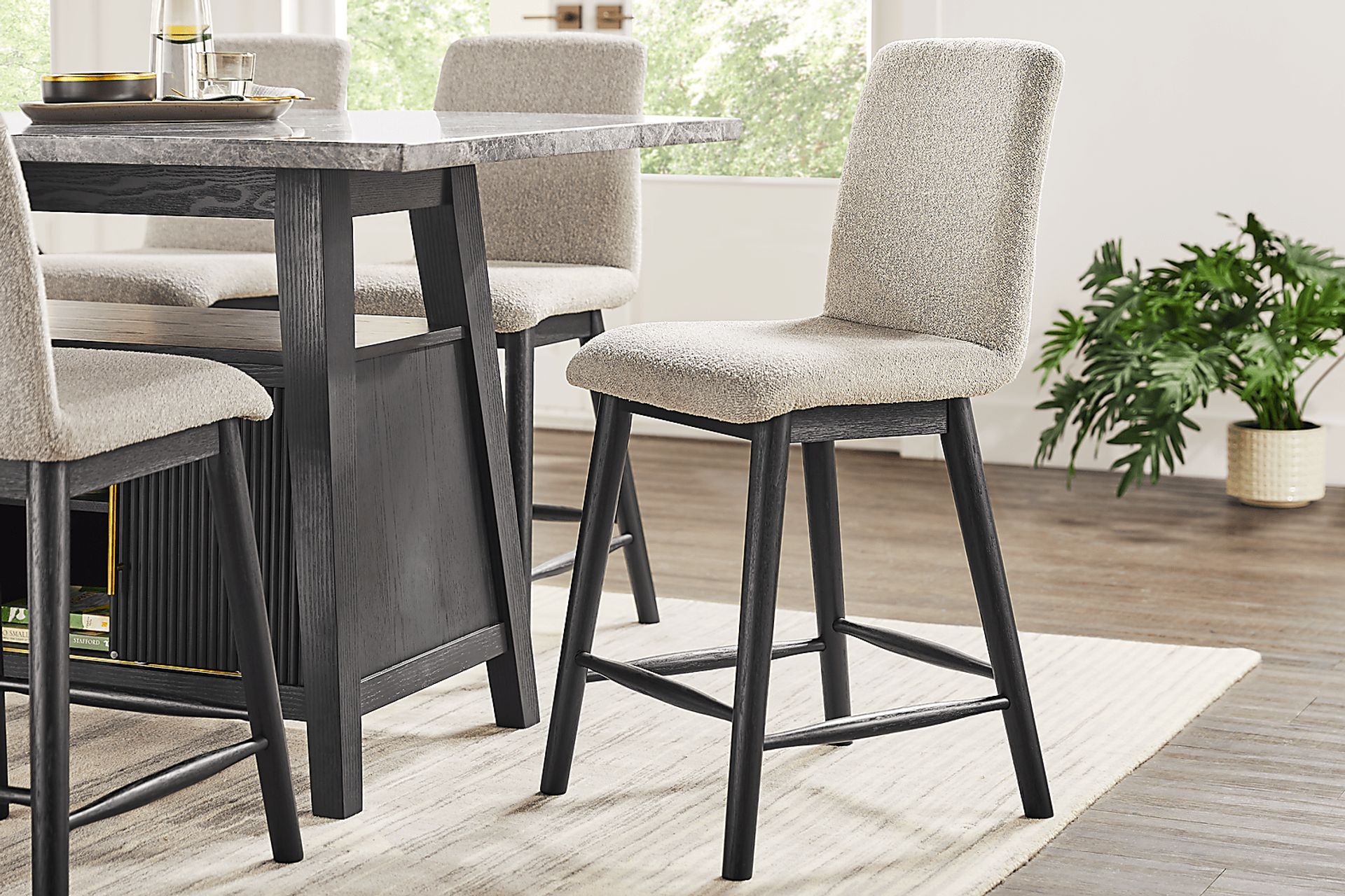 Viola Black 5 Pc Counter Height Marble Top Dining Room - Image 7