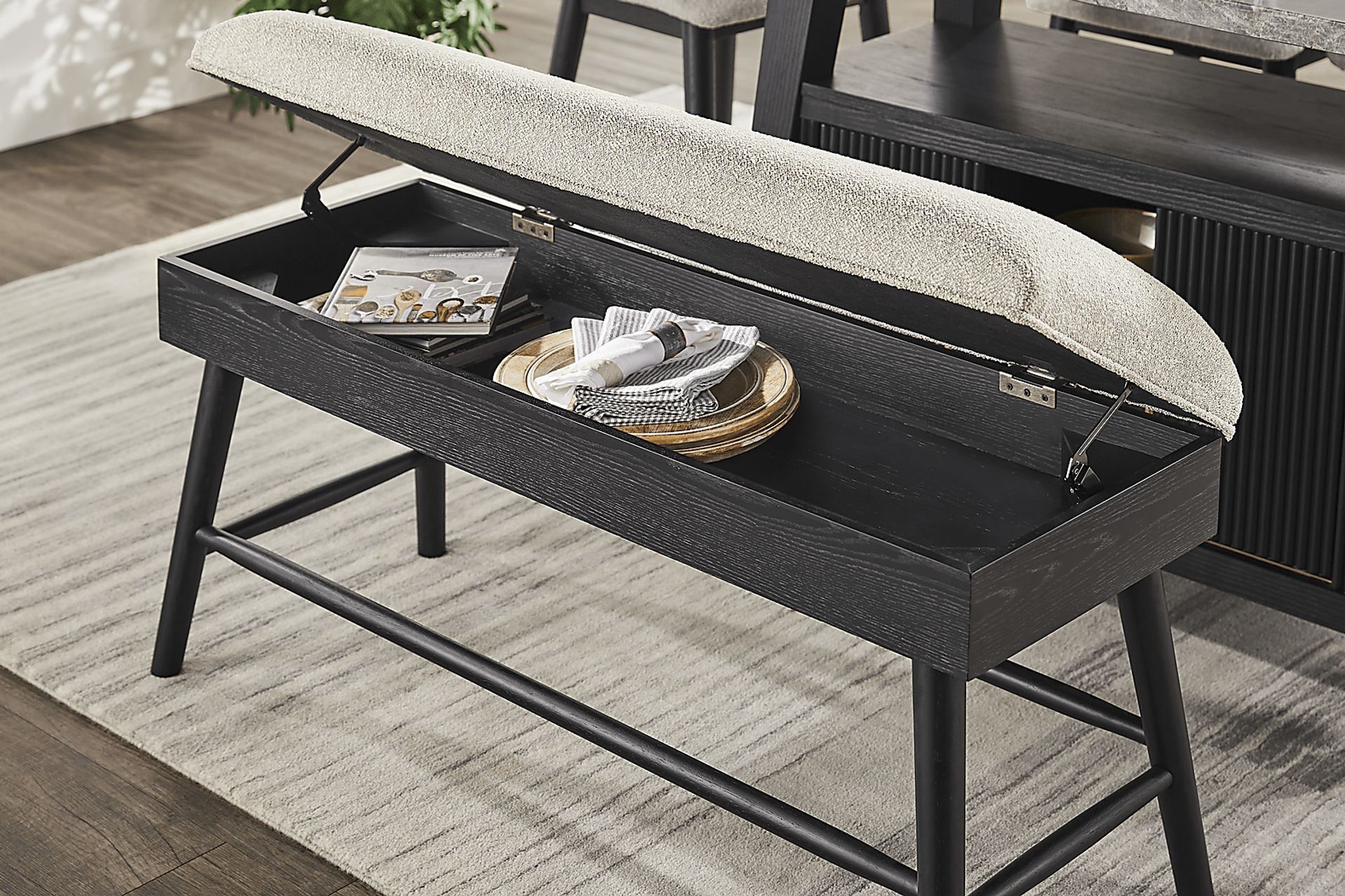 Viola Black Counter Height Storage Bench - Image 4