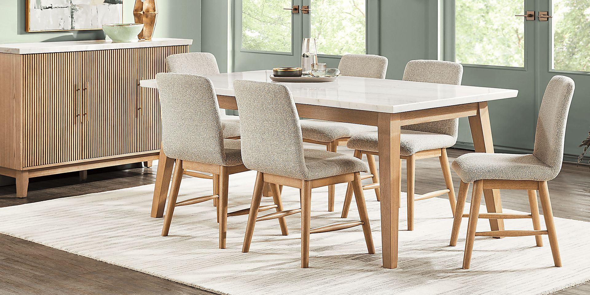 Viola Natural Marble Top Dining Table - Image 2