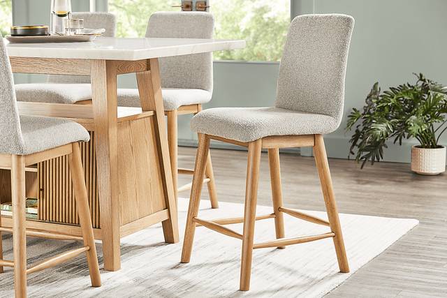 Viola Natural 5 Pc Counter Height Marble Top Dining Room - Thumbnail - Image 6