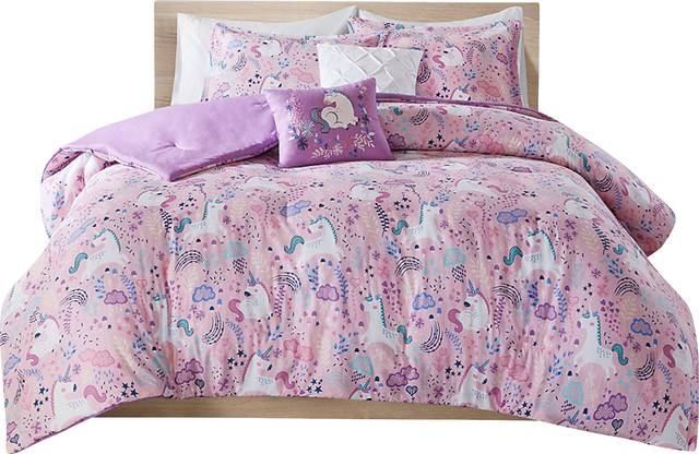 Vireo Pink Twin Comforter Set - Thumbnail - Image 1