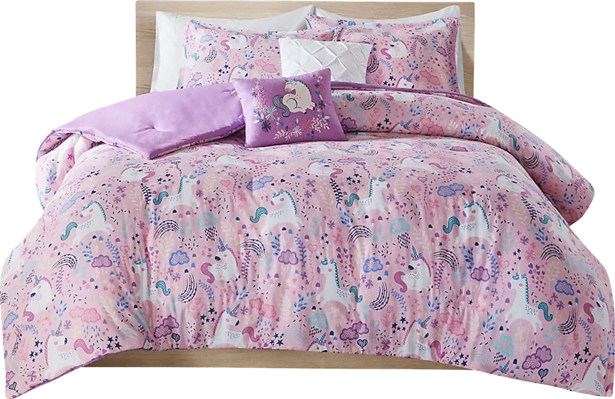 Vireo Pink Twin Comforter Set Rooms to Go