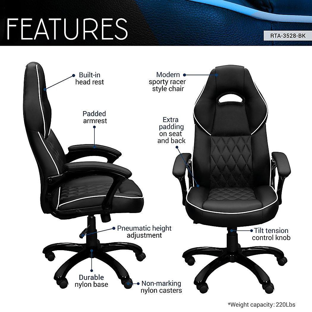 Virsor Black Office Chair - Thumbnail 3