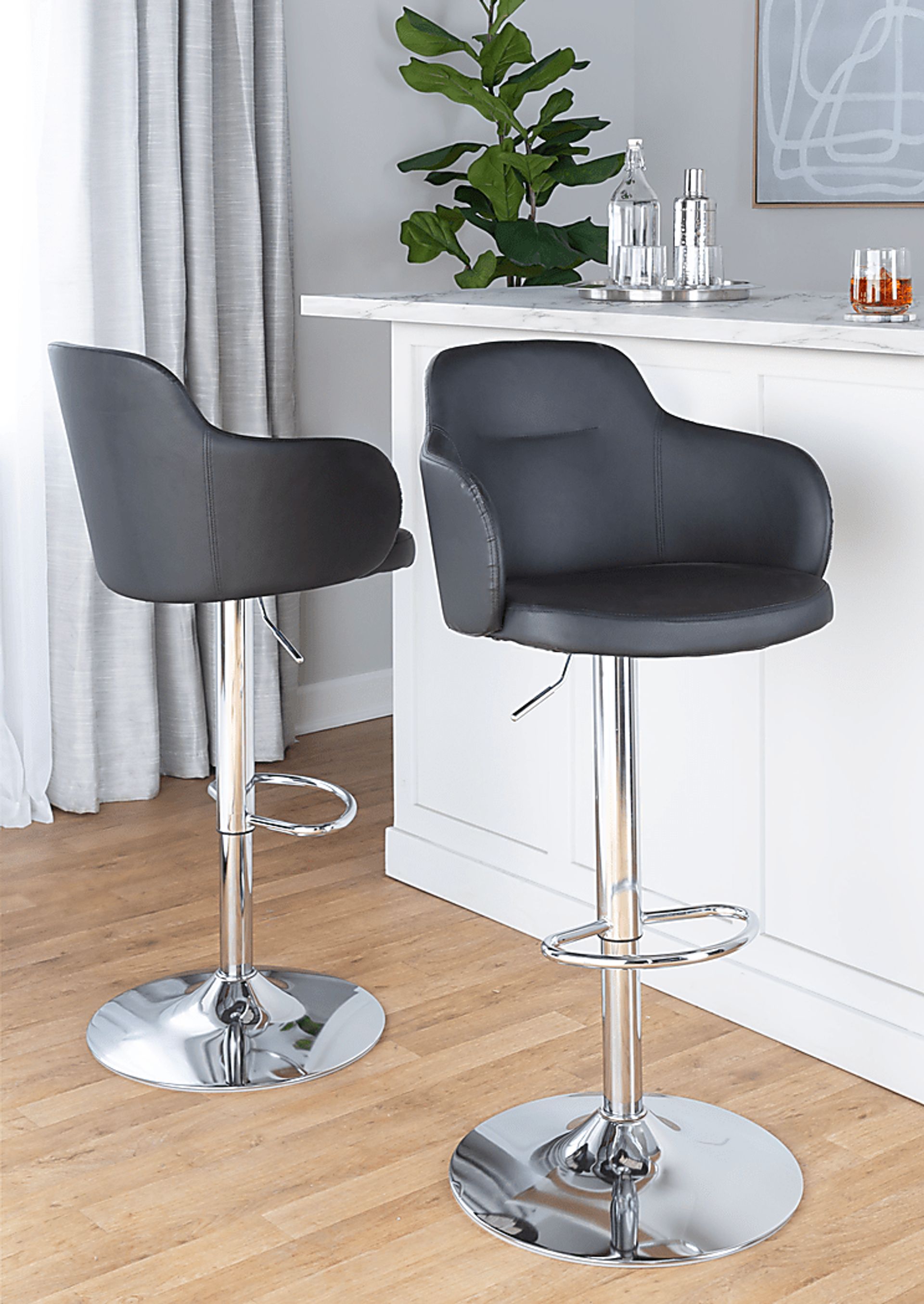 Vitadale II Black Adjustable Barstool, Set of 2 - Image 2