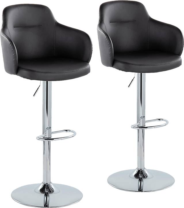 Vitadale II Black Adjustable Barstool, Set of 2 - Thumbnail - Image 1