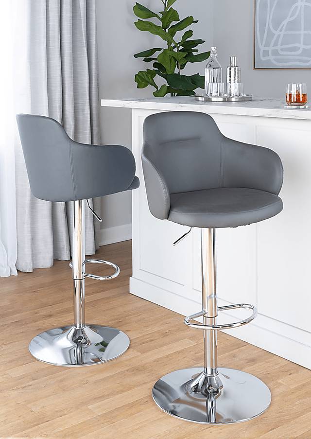 Vitadale II Gray Adjustable Barstool, Set of 2 - Thumbnail - Image 2