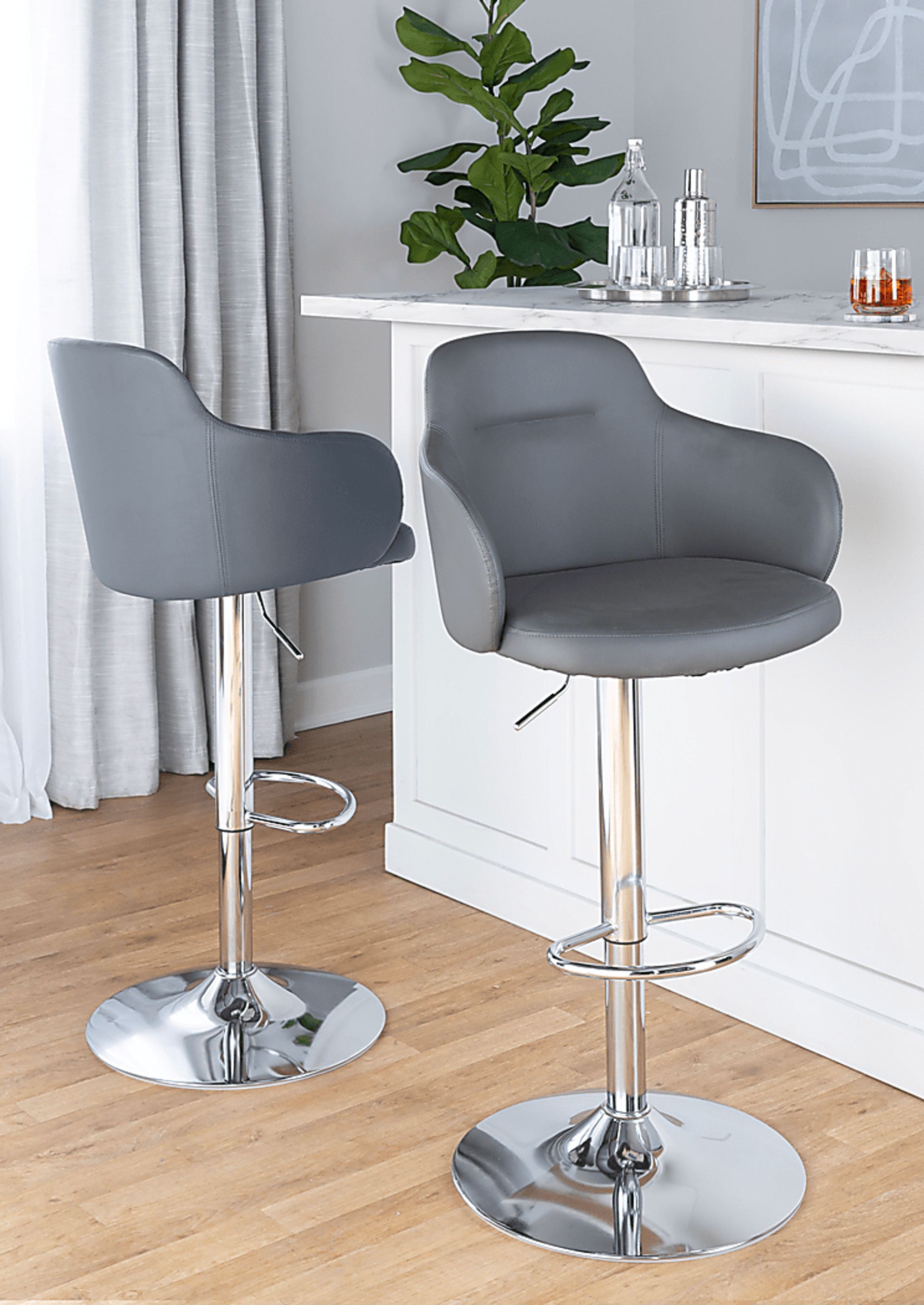 Vitadale II Gray Adjustable Barstool, Set of 2 - Image 2