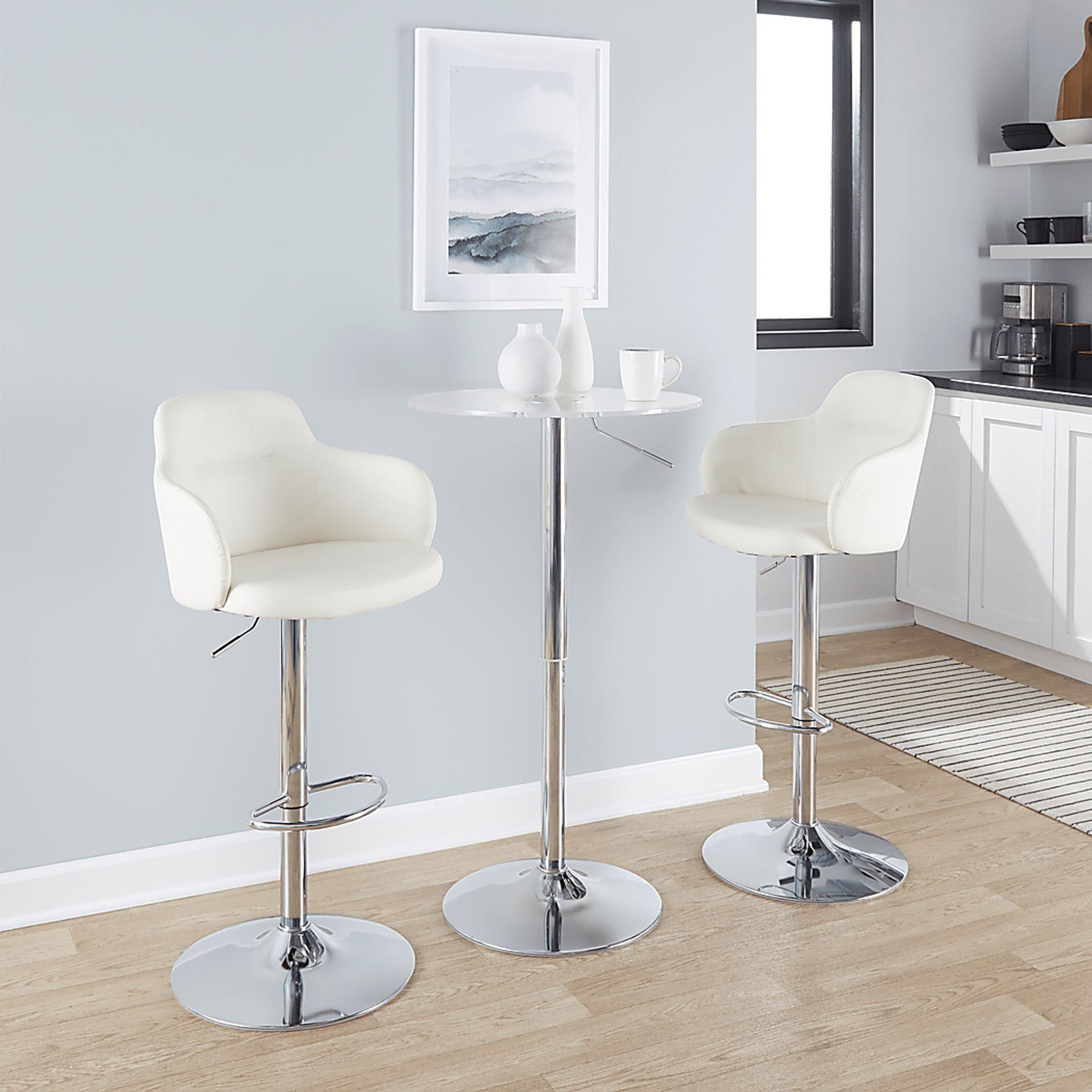 Vitadale II White Adjustable Barstool, Set of 2 - Image 4