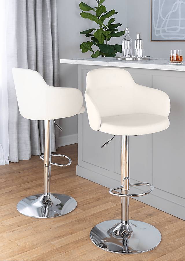 Vitadale II White Adjustable Barstool, Set of 2 - Thumbnail - Image 7