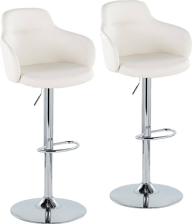Vitadale II White Adjustable Barstool, Set of 2 - Thumbnail - Image 1