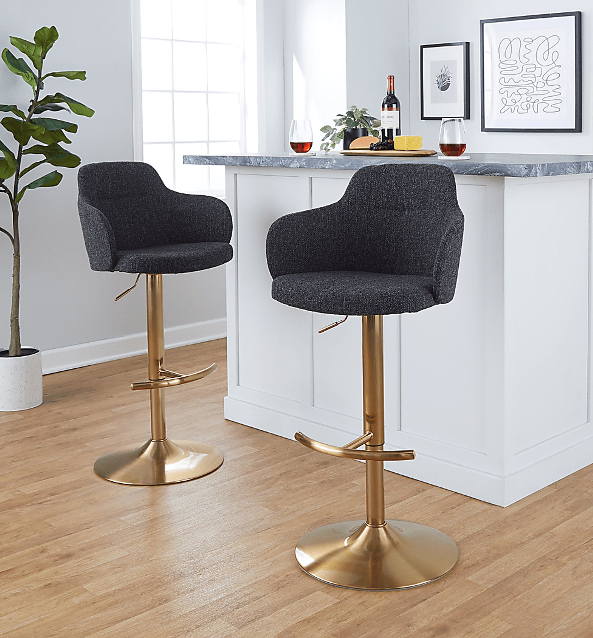 Vitadale III Gray Adjustable Swivel Barstool, Set of 2 - Image 2