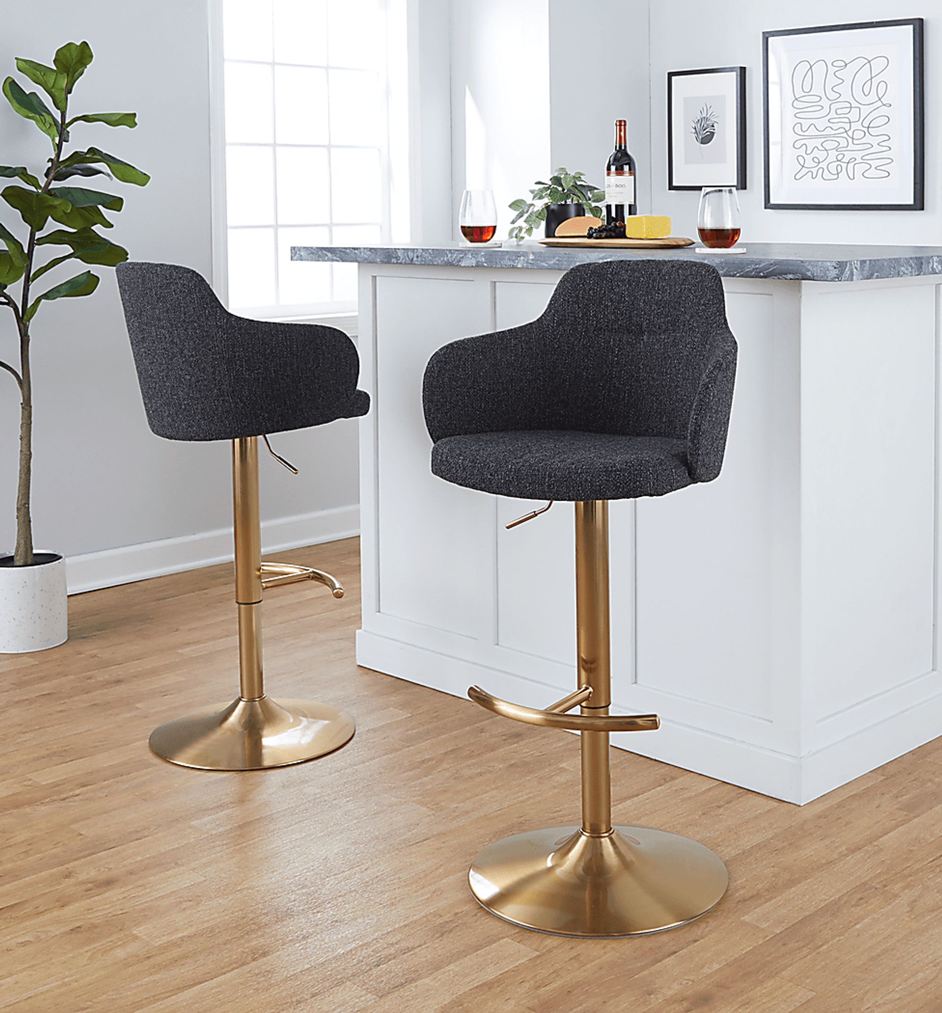 Vitadale III Gray Adjustable Swivel Barstool, Set of 2 - Image 8