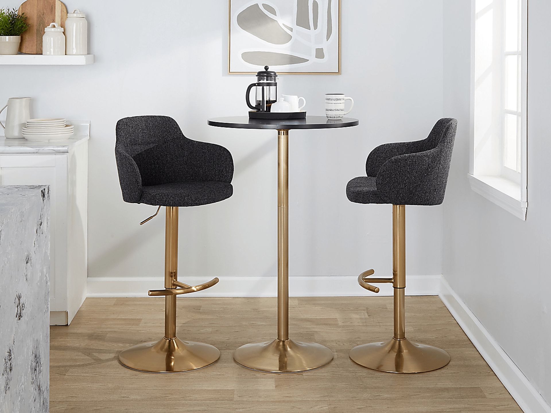 Vitadale III Gray Adjustable Swivel Barstool, Set of 2 - Image 9