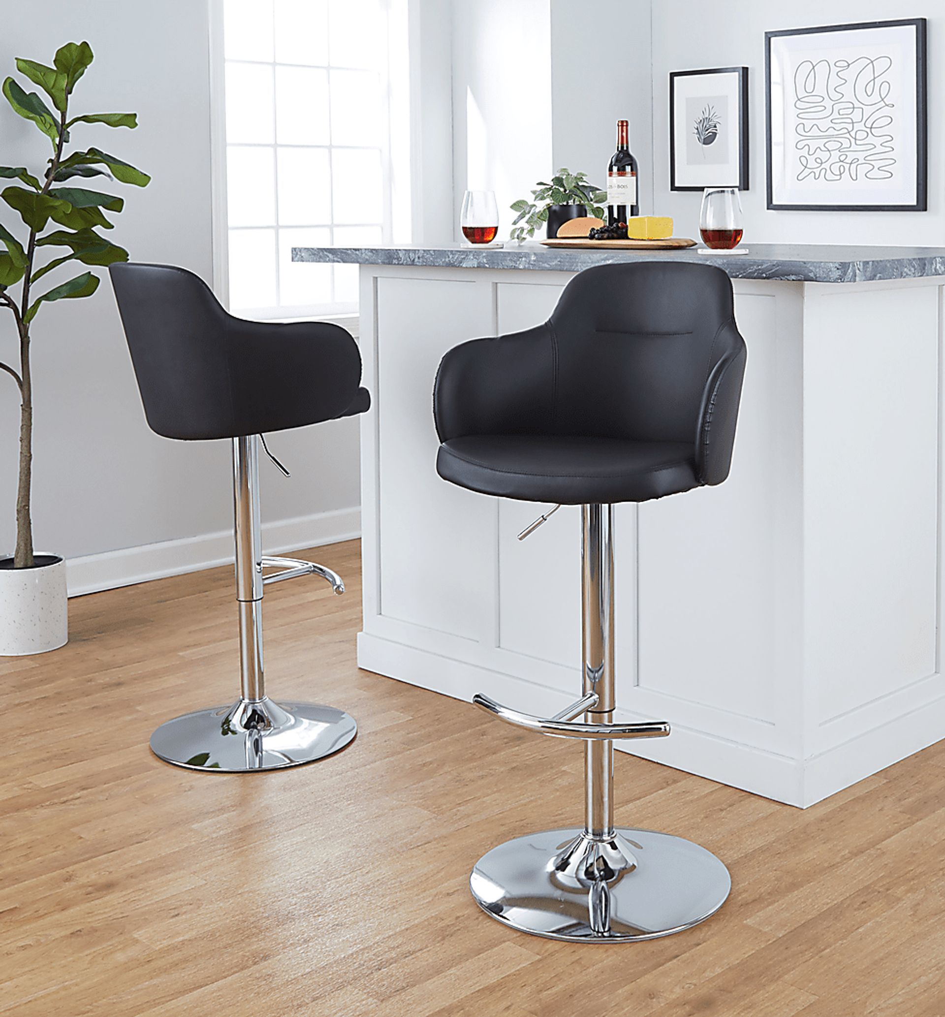 Vitadale IV Black Adjustable Swivel Barstool, Set of 2 - Image 8